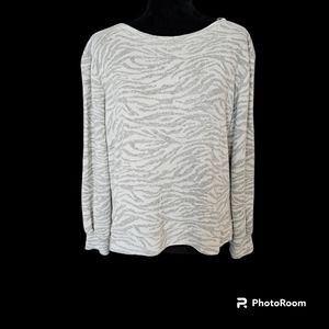 Ellen Tracy Zebra Striped Cropped Sweater